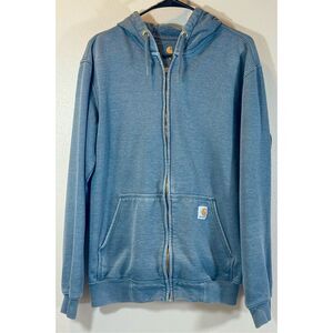 Vintage Carhartt Faded Gray Zip Up Hoodie Sweatshirt Men's Small Regular